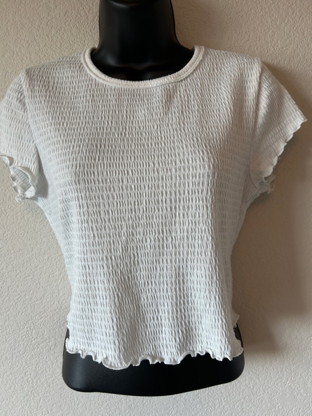 Altar’d State White Textured Short-Sleeve T-Shirt